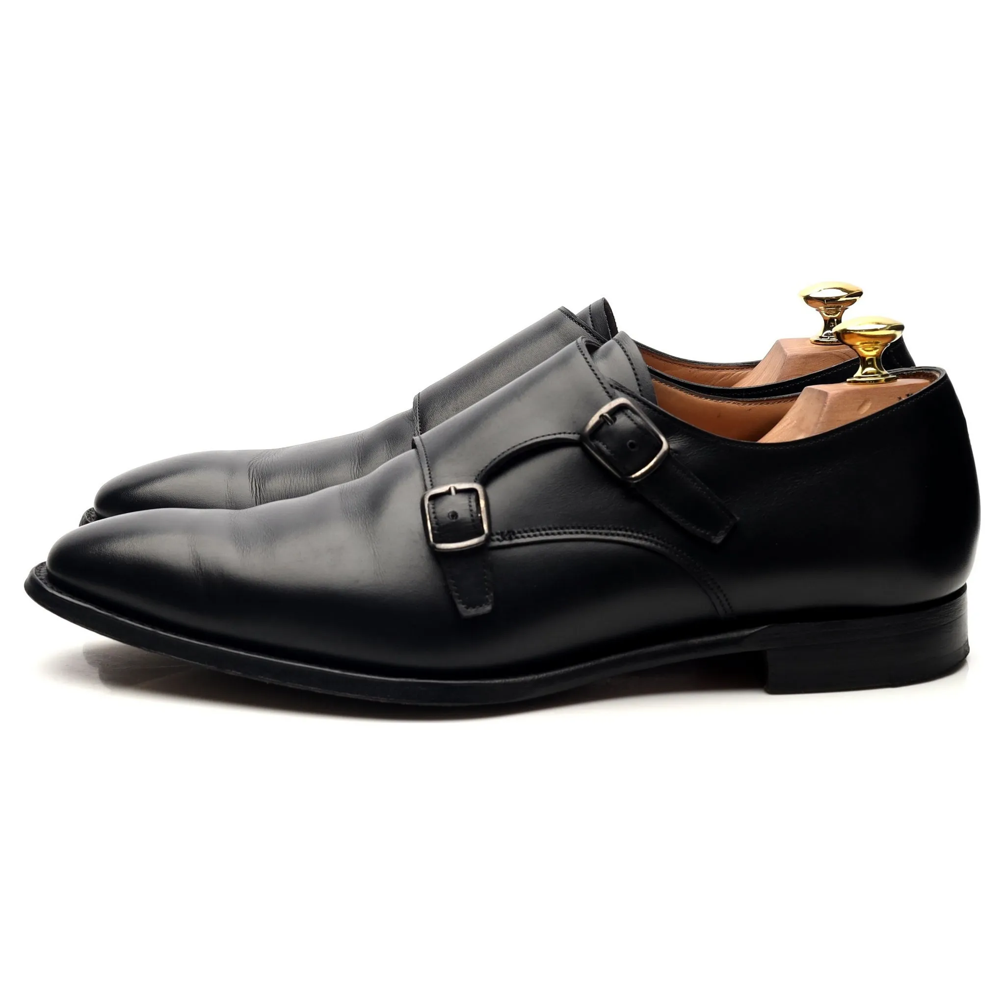 'Tiverton' Black Leather Double Monk Strap UK 8.5 F