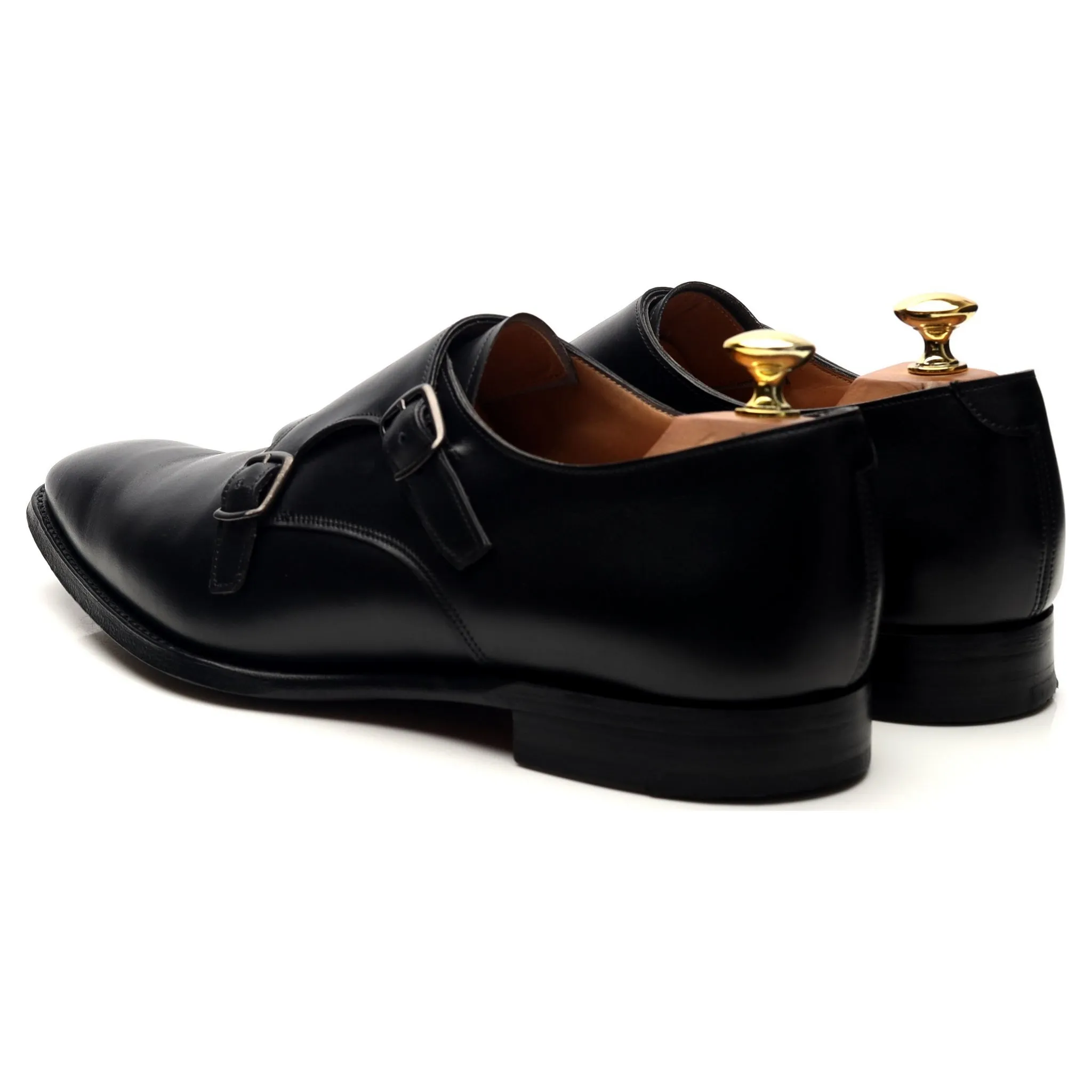 'Tiverton' Black Leather Double Monk Strap UK 8.5 F
