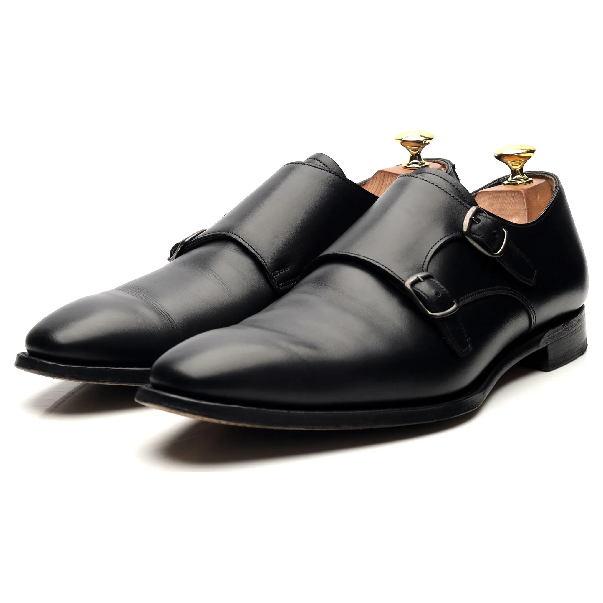 'Tiverton' Black Leather Double Monk Strap UK 8.5 F