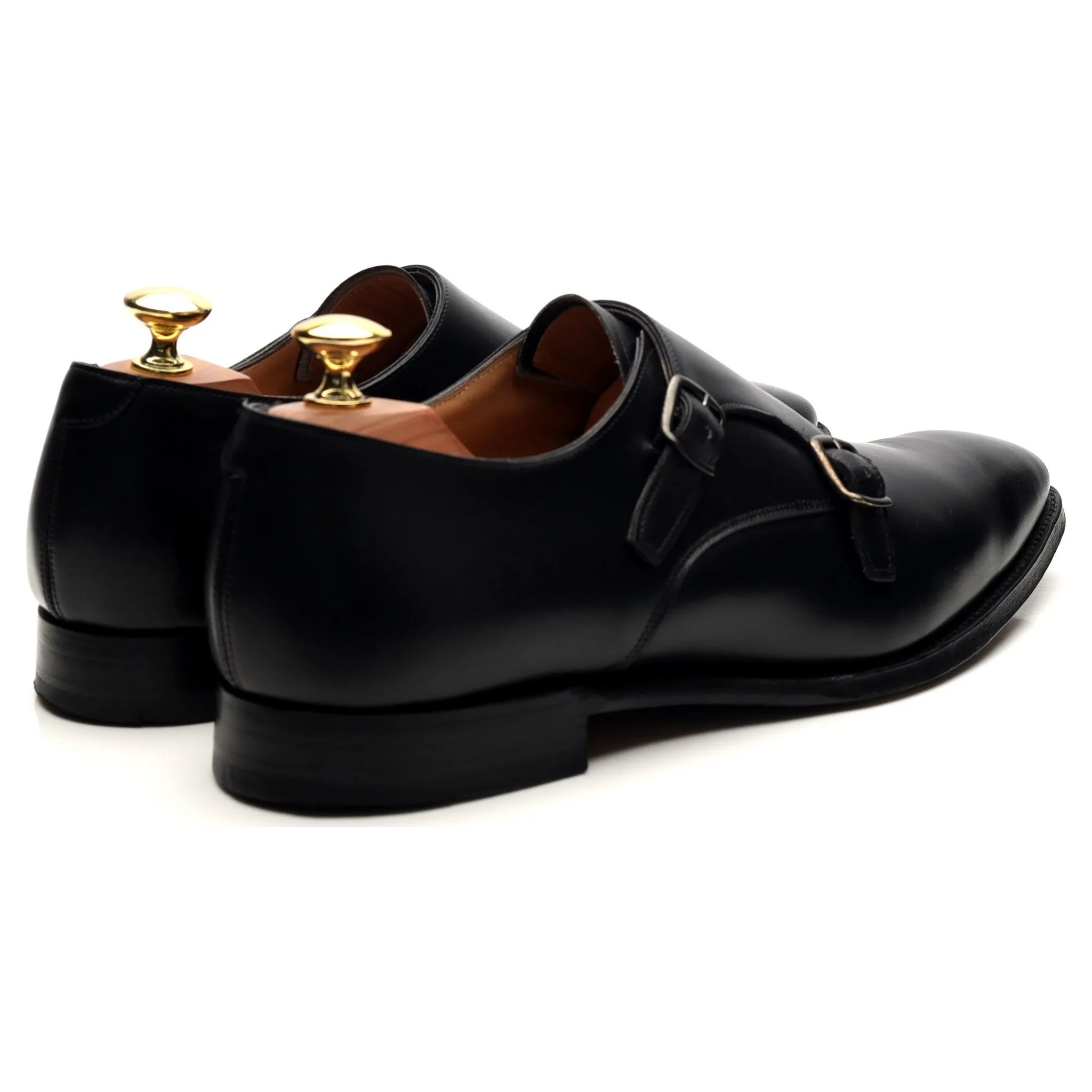 'Tiverton' Black Leather Double Monk Strap UK 8.5 F