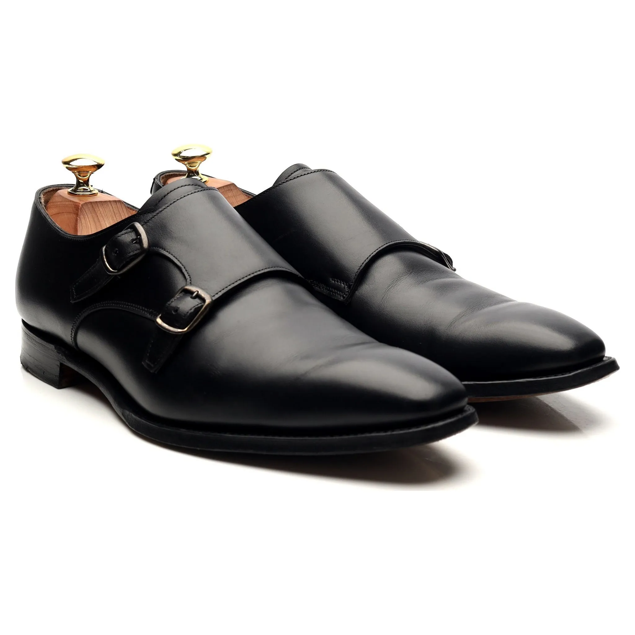 'Tiverton' Black Leather Double Monk Strap UK 8.5 F