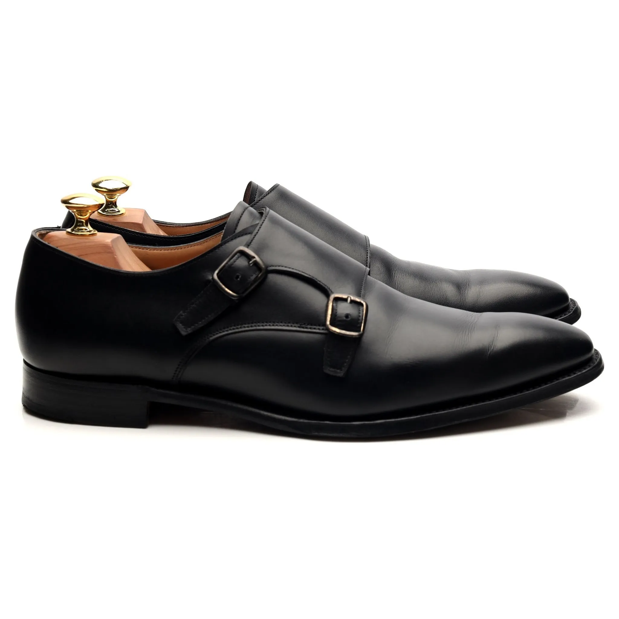 'Tiverton' Black Leather Double Monk Strap UK 8.5 F