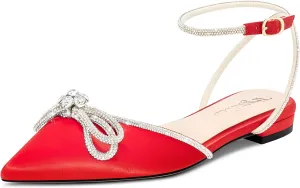 TNYNFBEB Womens Chunky Block Low Heel Pointed Toe Pumps Ankle Strap Buckle Rhinestone Crystal Party Glitter Cute 0.6 Inches Heels