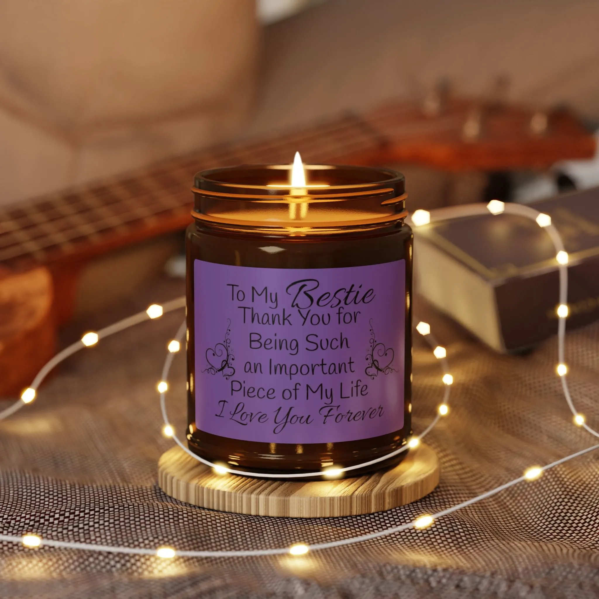 To My Bestie Scented Soy Candle (Multi-Size, Amber Jar)