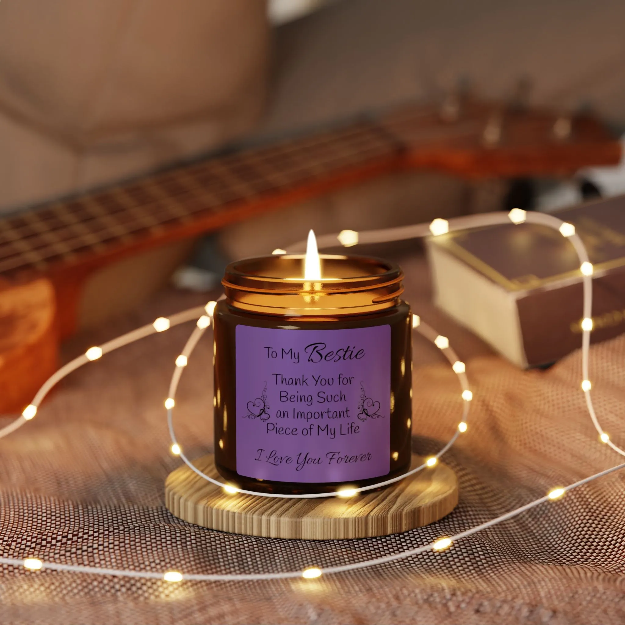 To My Bestie Scented Soy Candle (Multi-Size, Amber Jar)