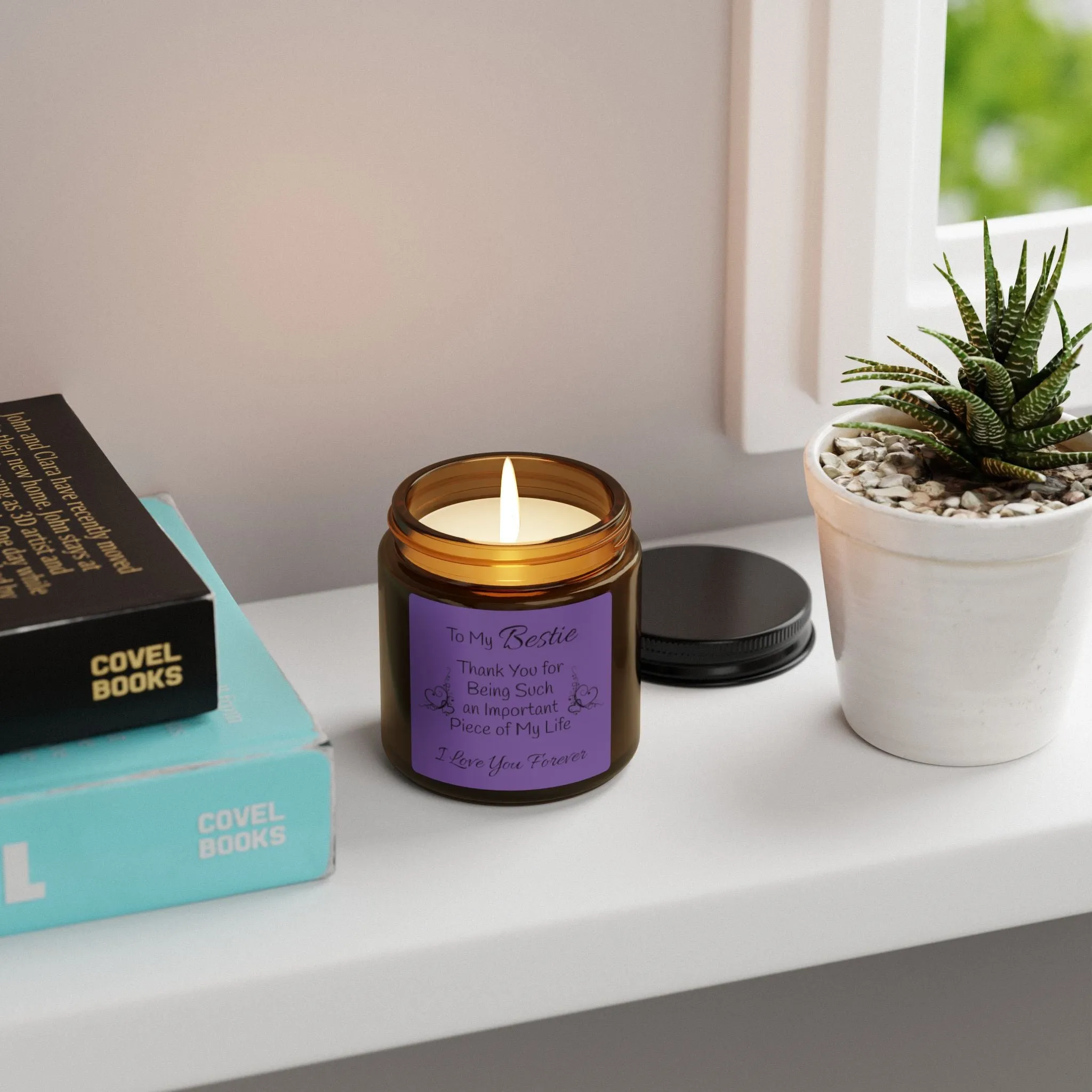 To My Bestie Scented Soy Candle (Multi-Size, Amber Jar)