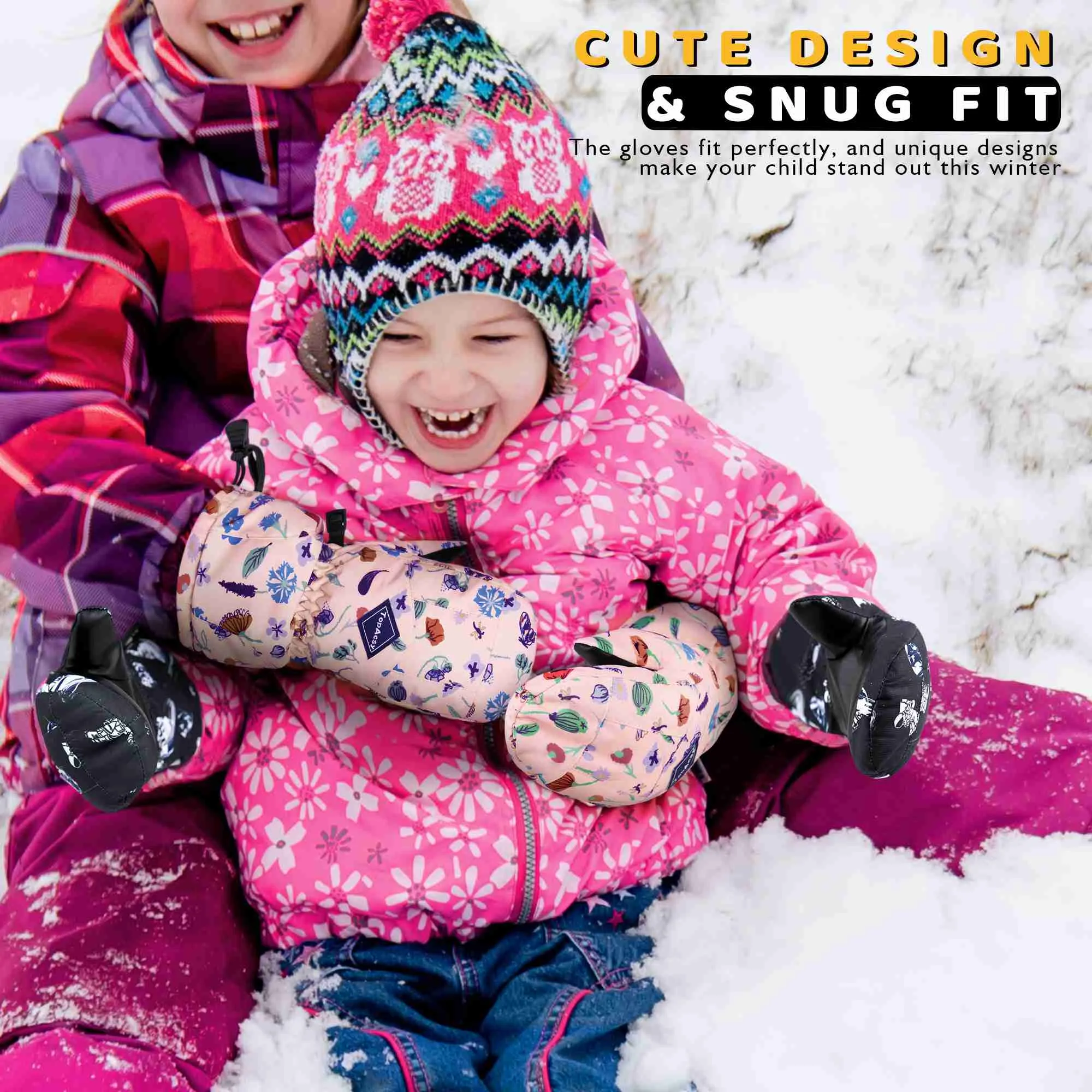 TopAcsy Kids Ski Mittens Waterproof Warm Winter Snow Mittens for Boys Girls