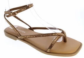Gemstone Strappy Gladiator Sandal (BRONZE GLITTER) Abrasion Proof sunny - day shoes