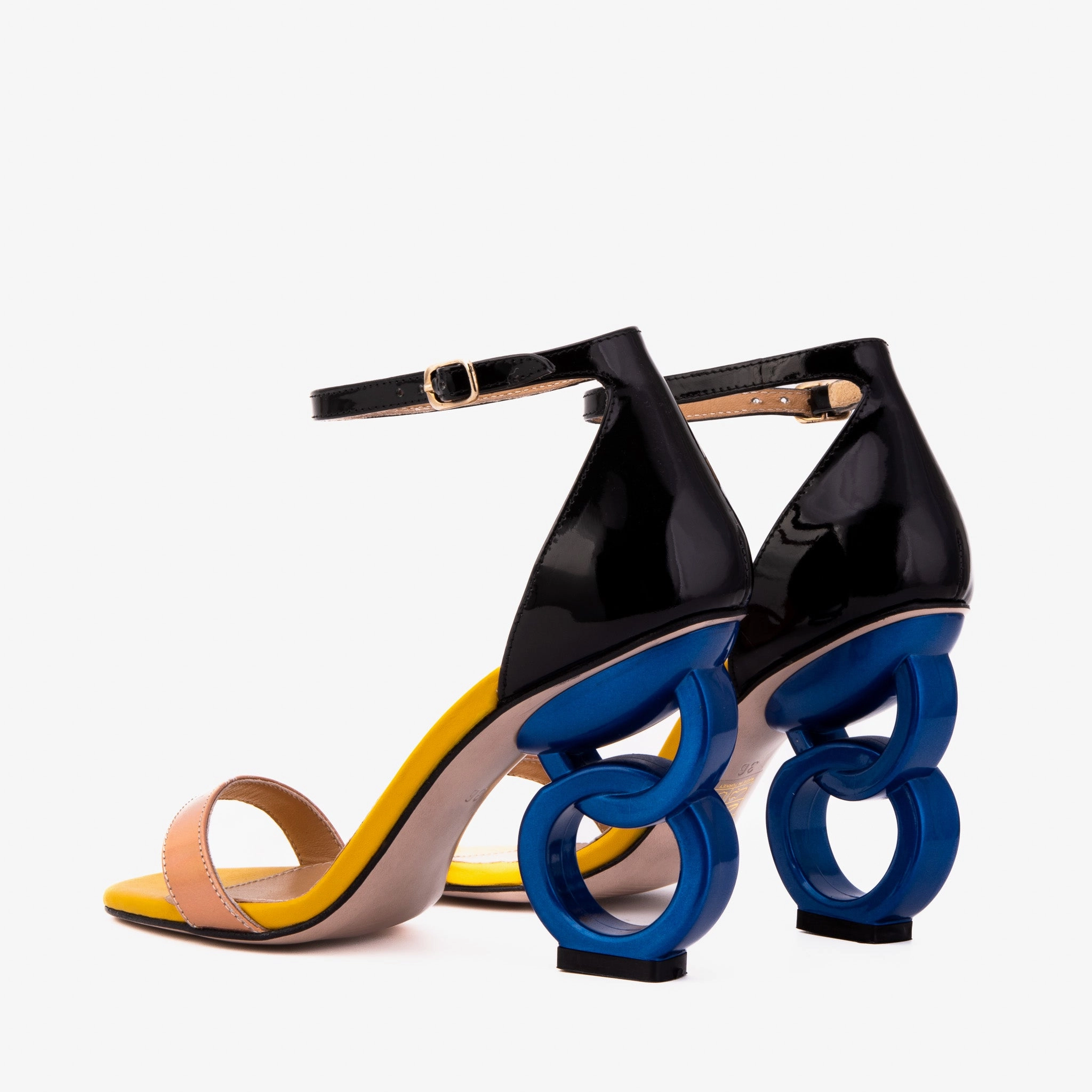 The Helix Heel Rose Gold Leather Women Sandal Trendy Vibe