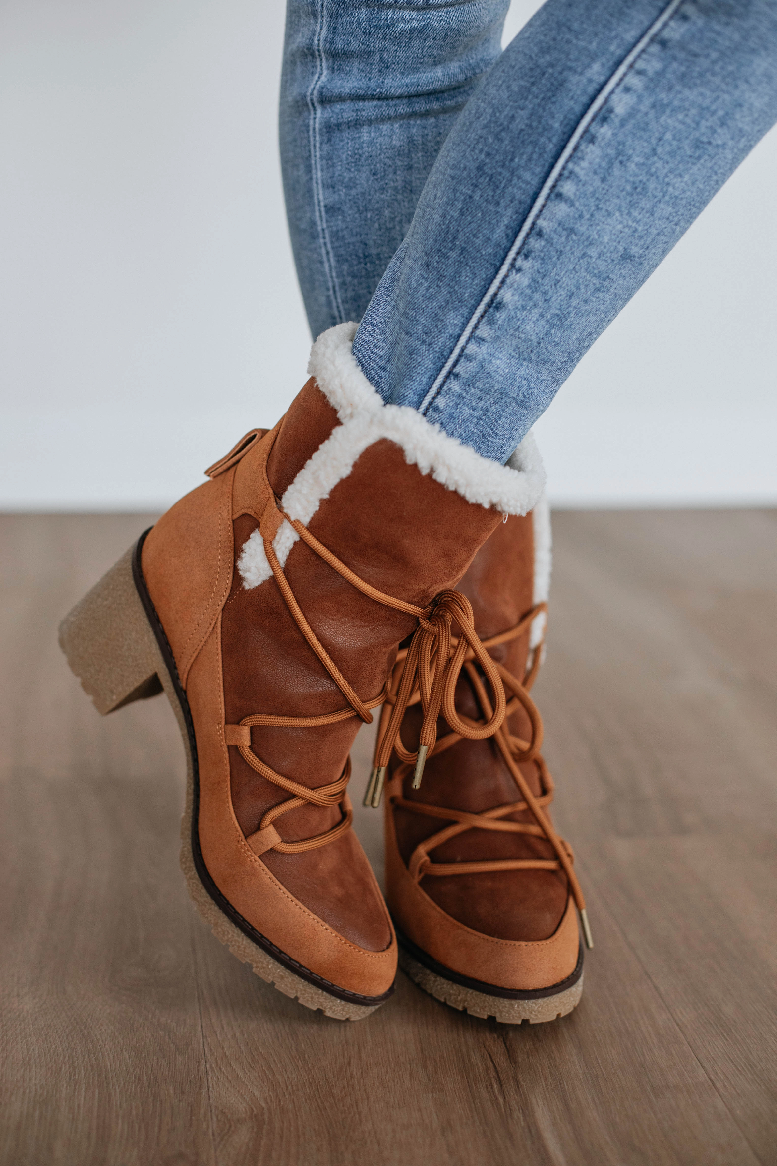 Embracing The Chill Boots - Cognac Breathable Material