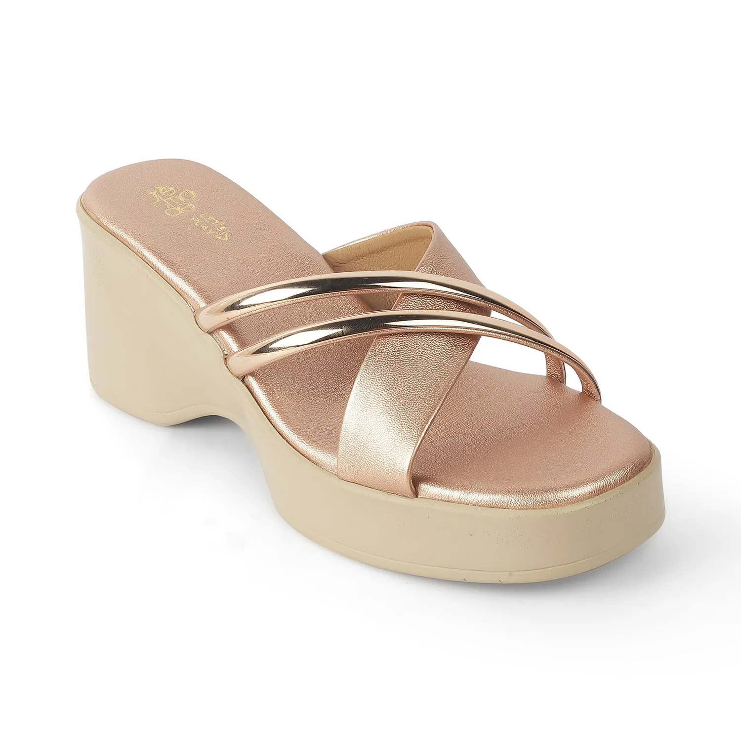 Tresmode Coglam Champagne Women's Dress Heel Sandals