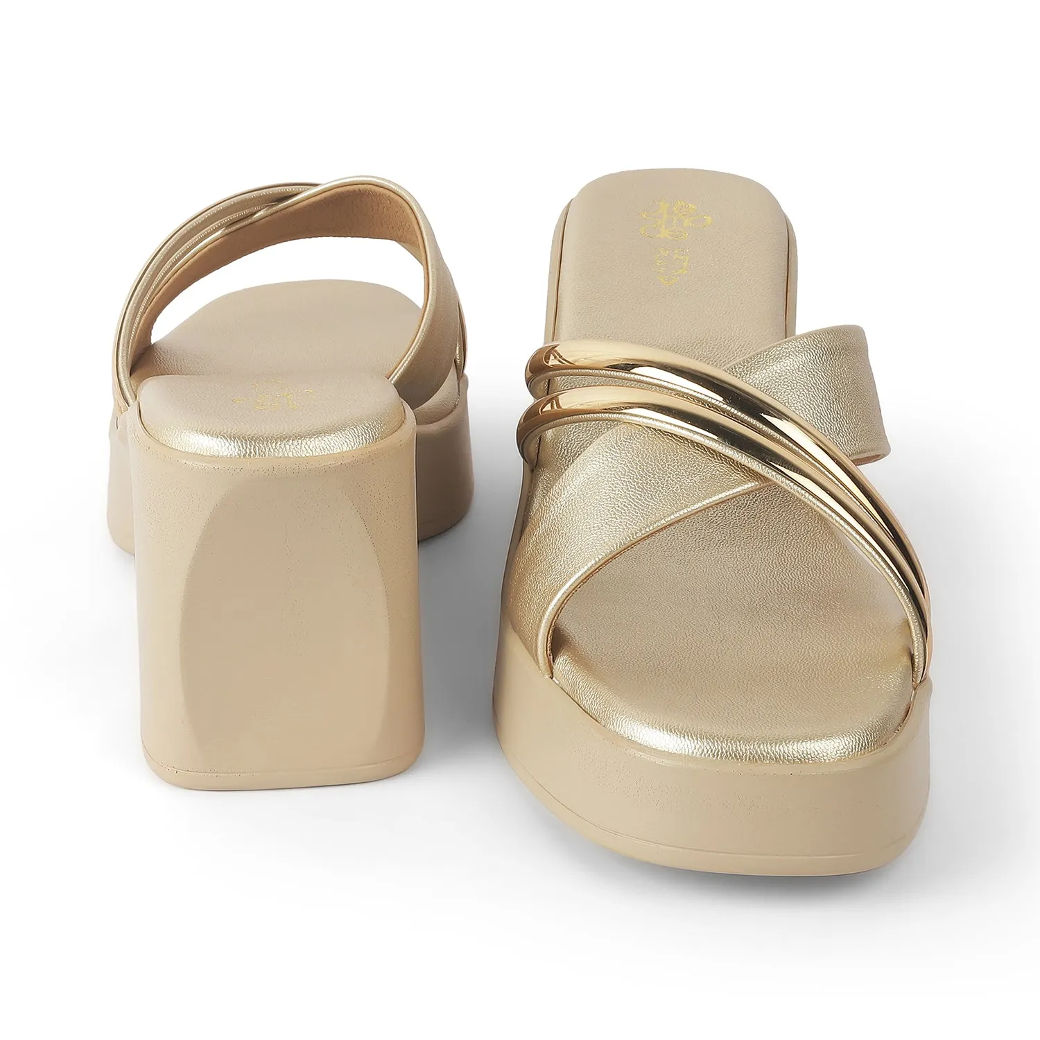 Tresmode Coglam Gold Women's Dress Heel Sandals