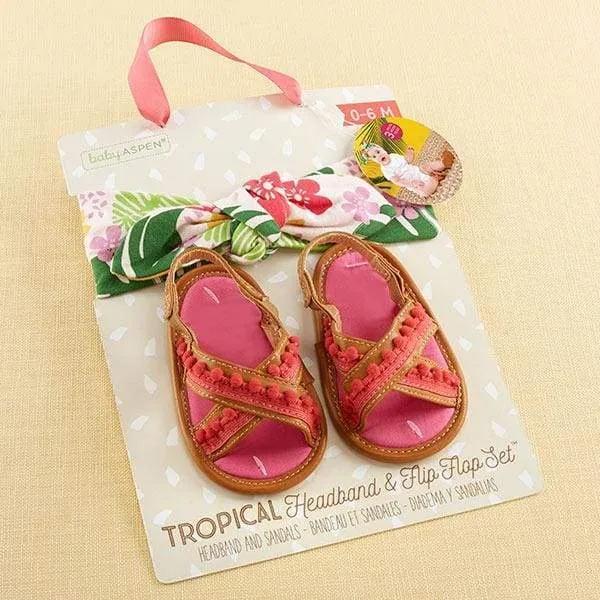 Tropical Headband and Flip Flop Gift Set