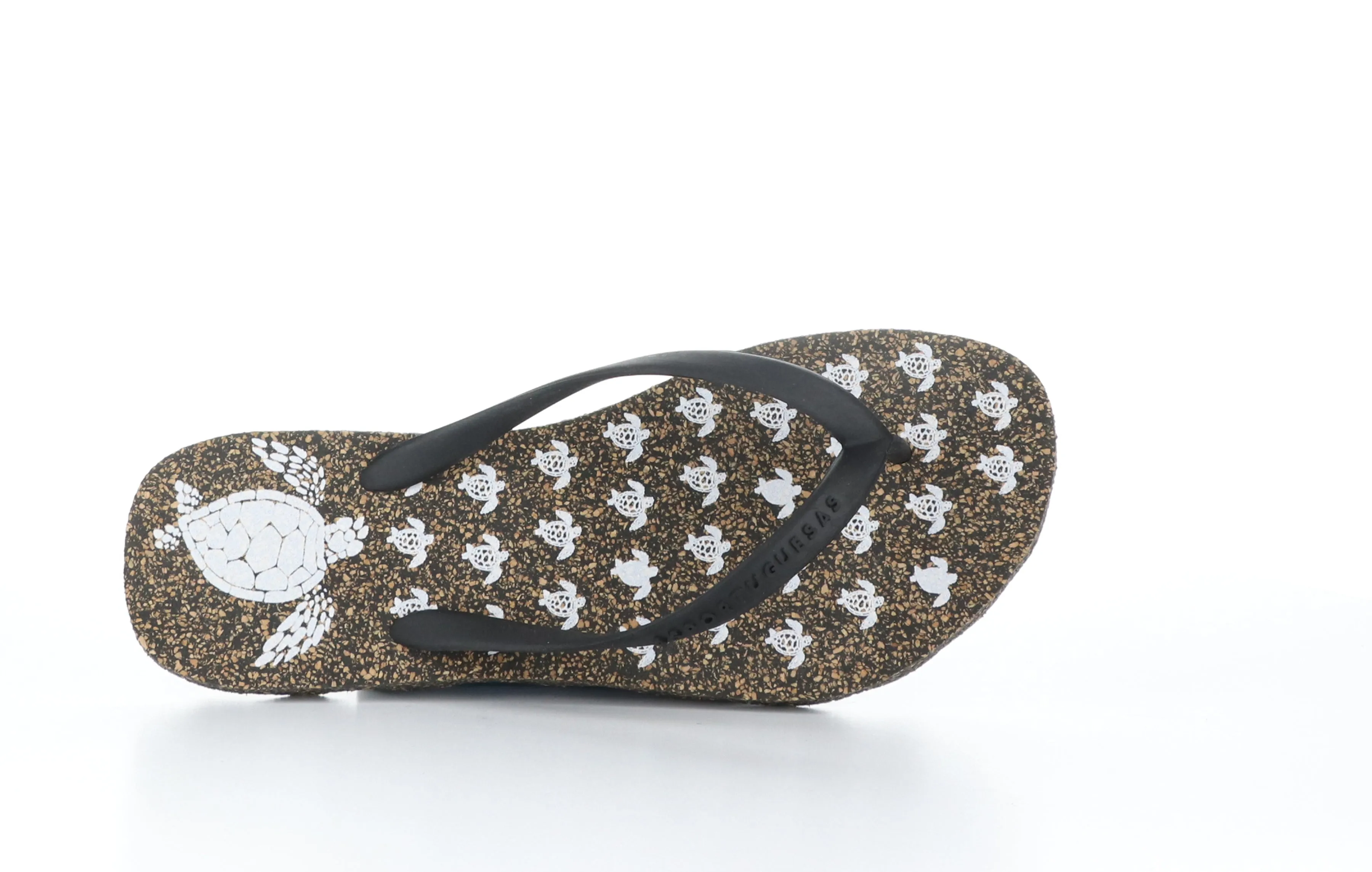 TURTLE_L Black Rubber Strap Beach Flip-Flops