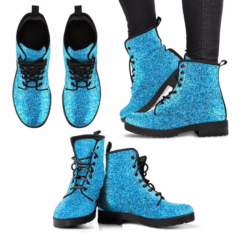 Twinkle Twinkle Little Star Women's Leather Vegan Combat Boots - READY TO SHIP