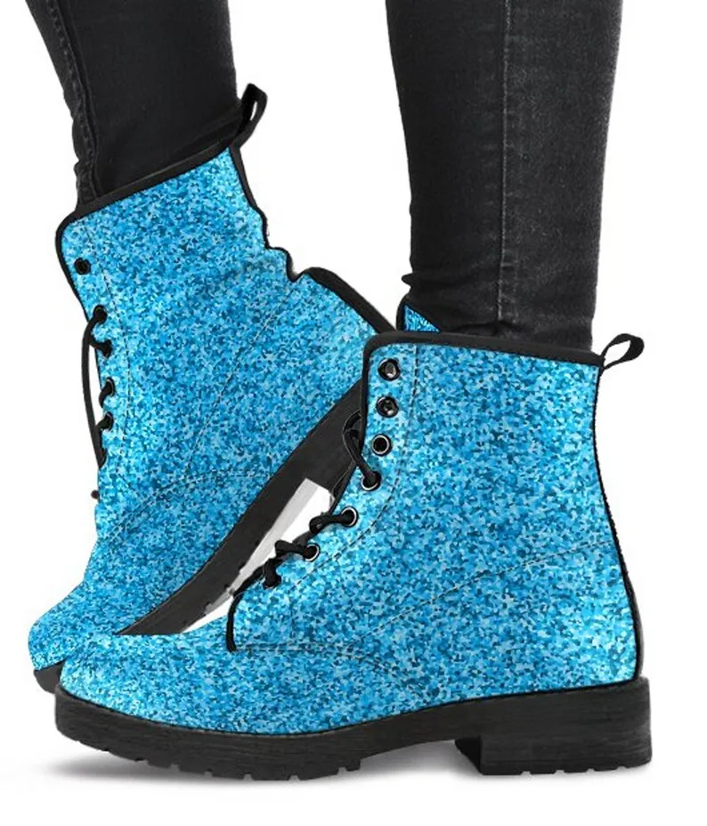 Twinkle Twinkle Little Star Women's Leather Vegan Combat Boots - READY TO SHIP