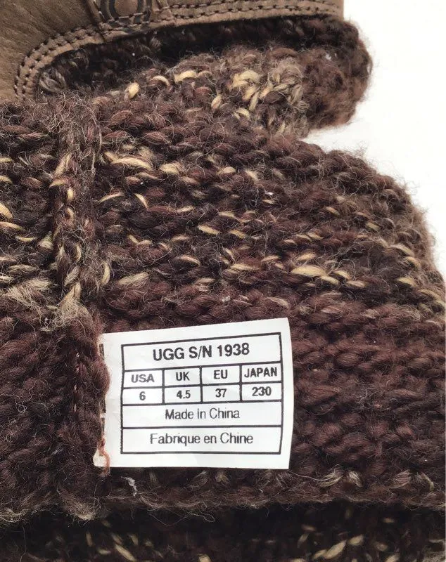 UGG Women's Cresthaven 1938 Brown Wedge Heel Knee High Sock Boots - Size 6