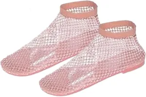 Ultra Comfortable Shiny Gem Mesh Flats for Women,Fashion Diamonds Mesh Fishnet Shoes Casual Elasticity Slip On Mesh Flat Shoes