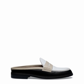 Vend?me Blandine Black And White Calfskin Leather Mules With White Details Office