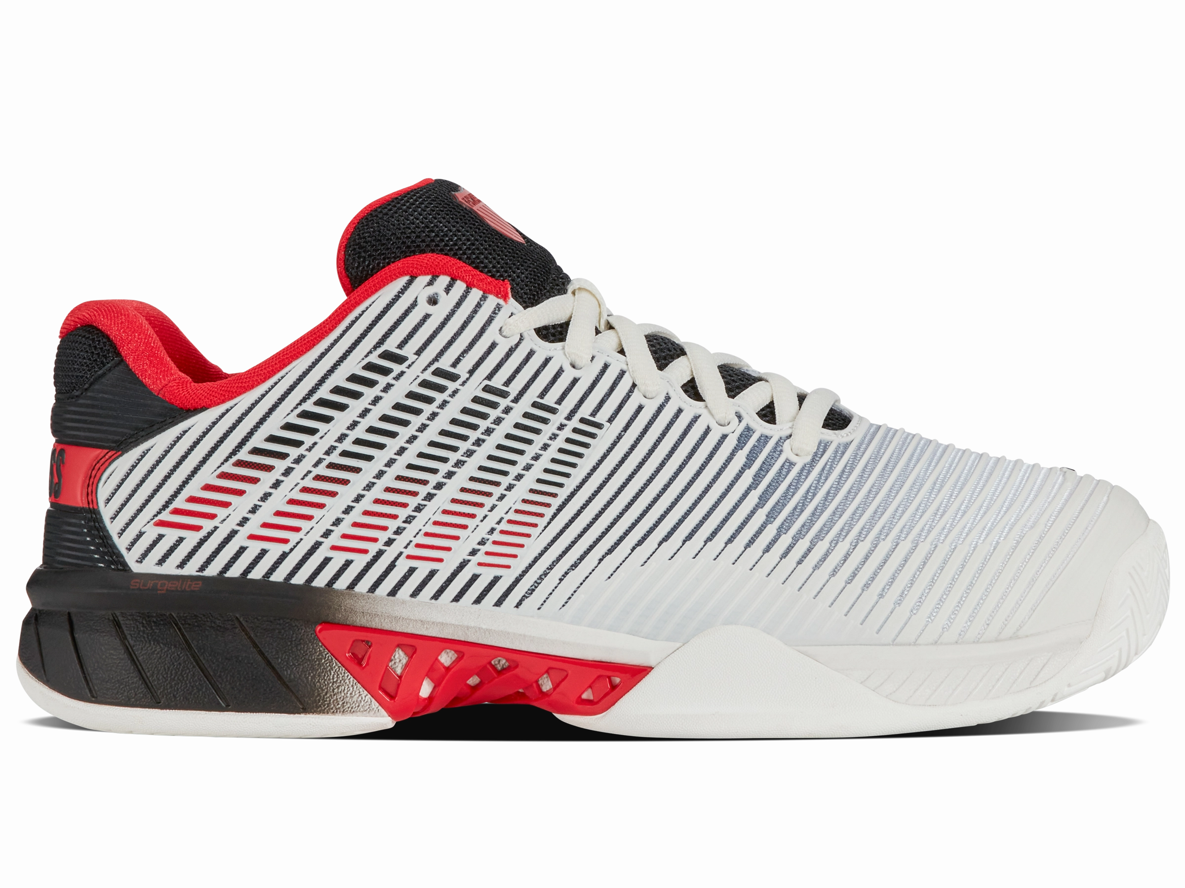 06613-104-M | HYPERCOURT EXPRESS 2 | BRIGHT WHITE/STRETCH LIMO/HIGH RISK RED Rolling Motion Sole Strap Mode