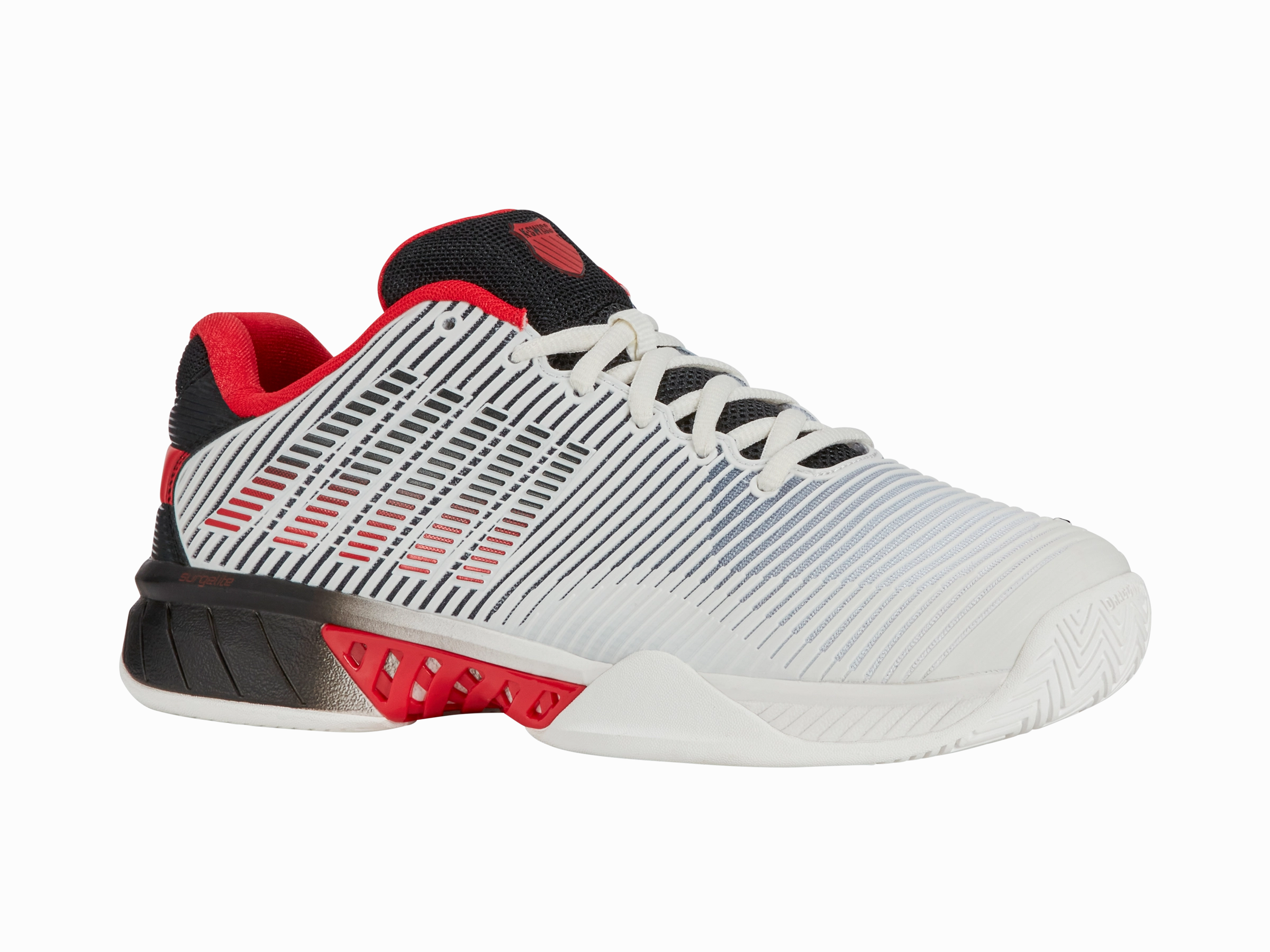 06613-104-M | HYPERCOURT EXPRESS 2 | BRIGHT WHITE/STRETCH LIMO/HIGH RISK RED Impact Resistant Sole