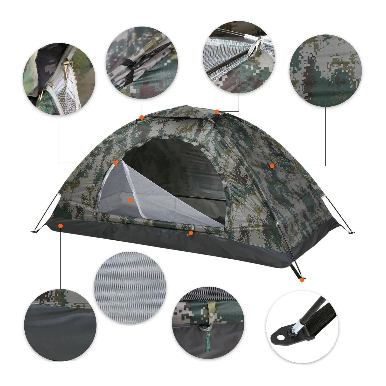 Ultralight Camping Tent, Weather-Resistant, UV Protection, Easy Setup, Insect Protection, Portable, 1.9-2.3lbs, Includes Carry Bag and Tent Poles