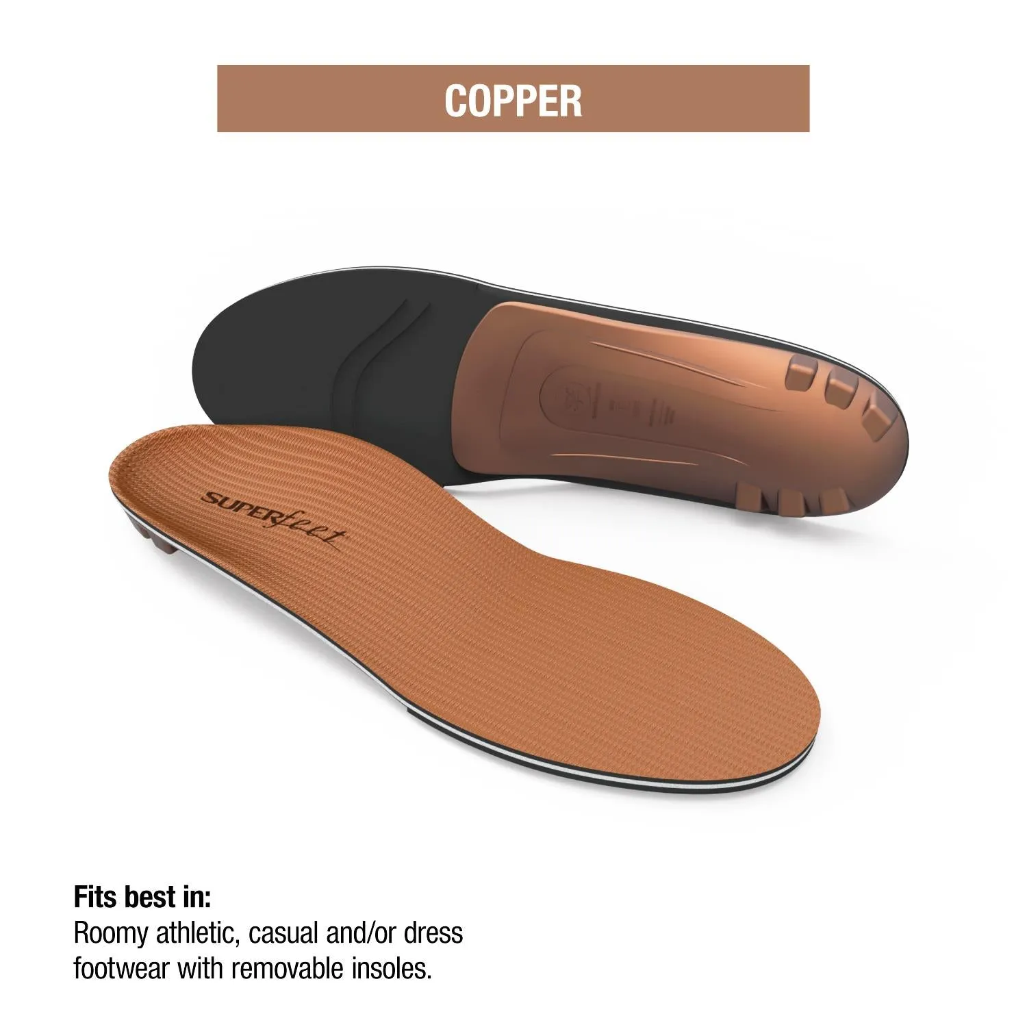Unisex Superfeet All-Purpose Memory Foam Support Copper Insoles