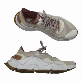 Training Pulse Zip Up Shoes Sneakers By Sorel In Cream & Pink, Size:8.5