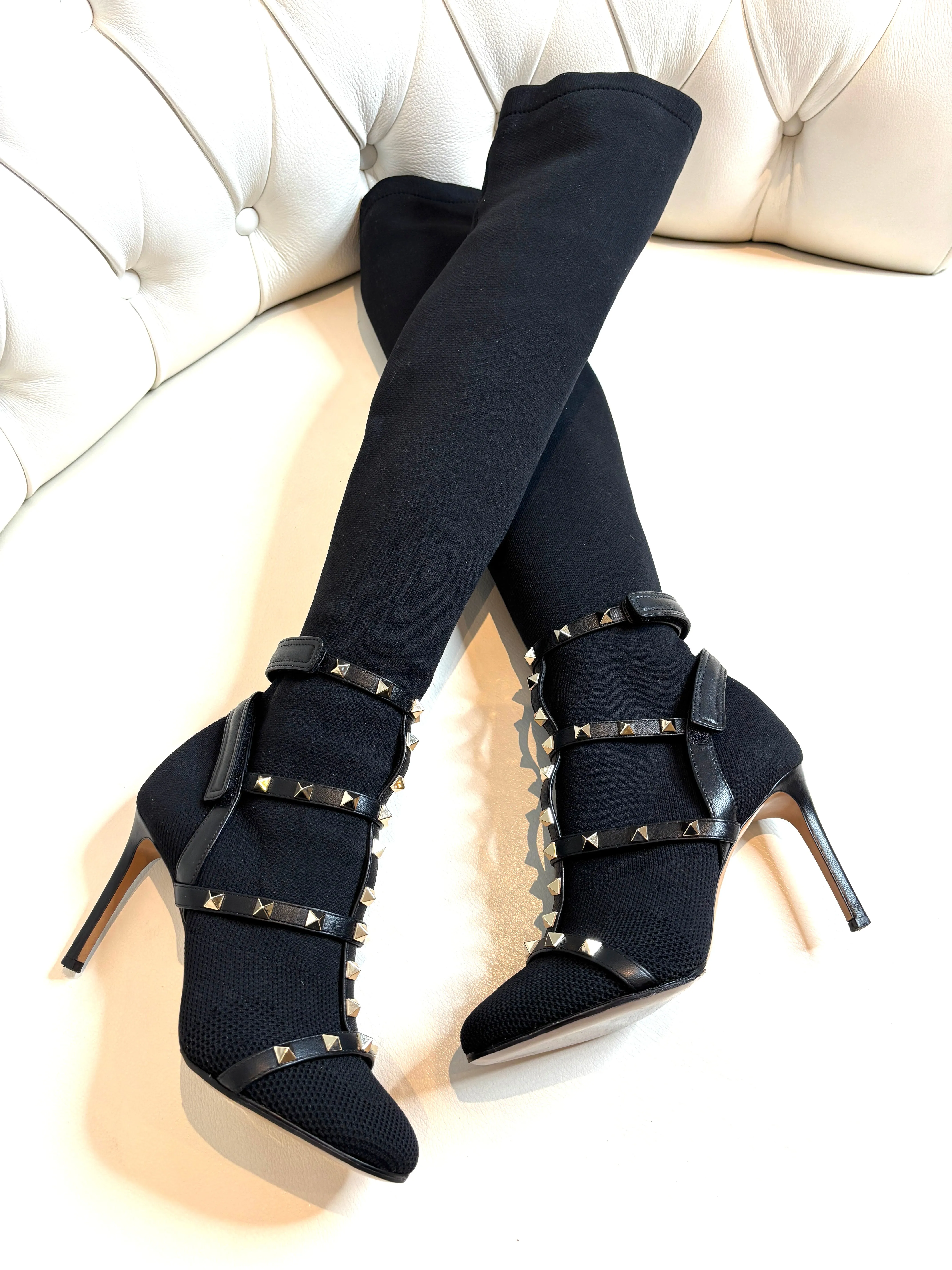 Valentino Rockstud Bodytech Over The Knew Sock Boots 36 UK3
