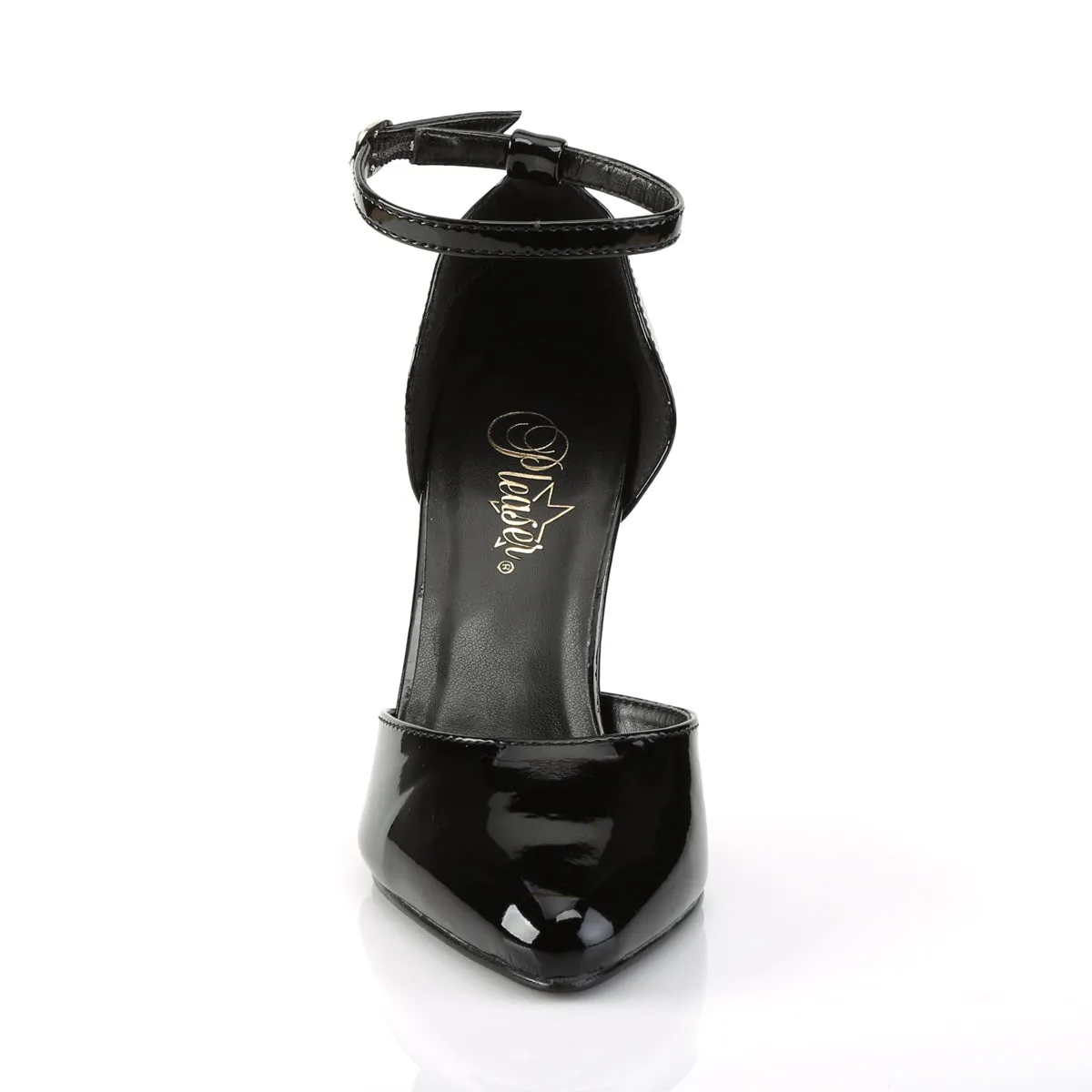 VANITY-402 Strippers Heels Pleaser Single Soles Blk Pat