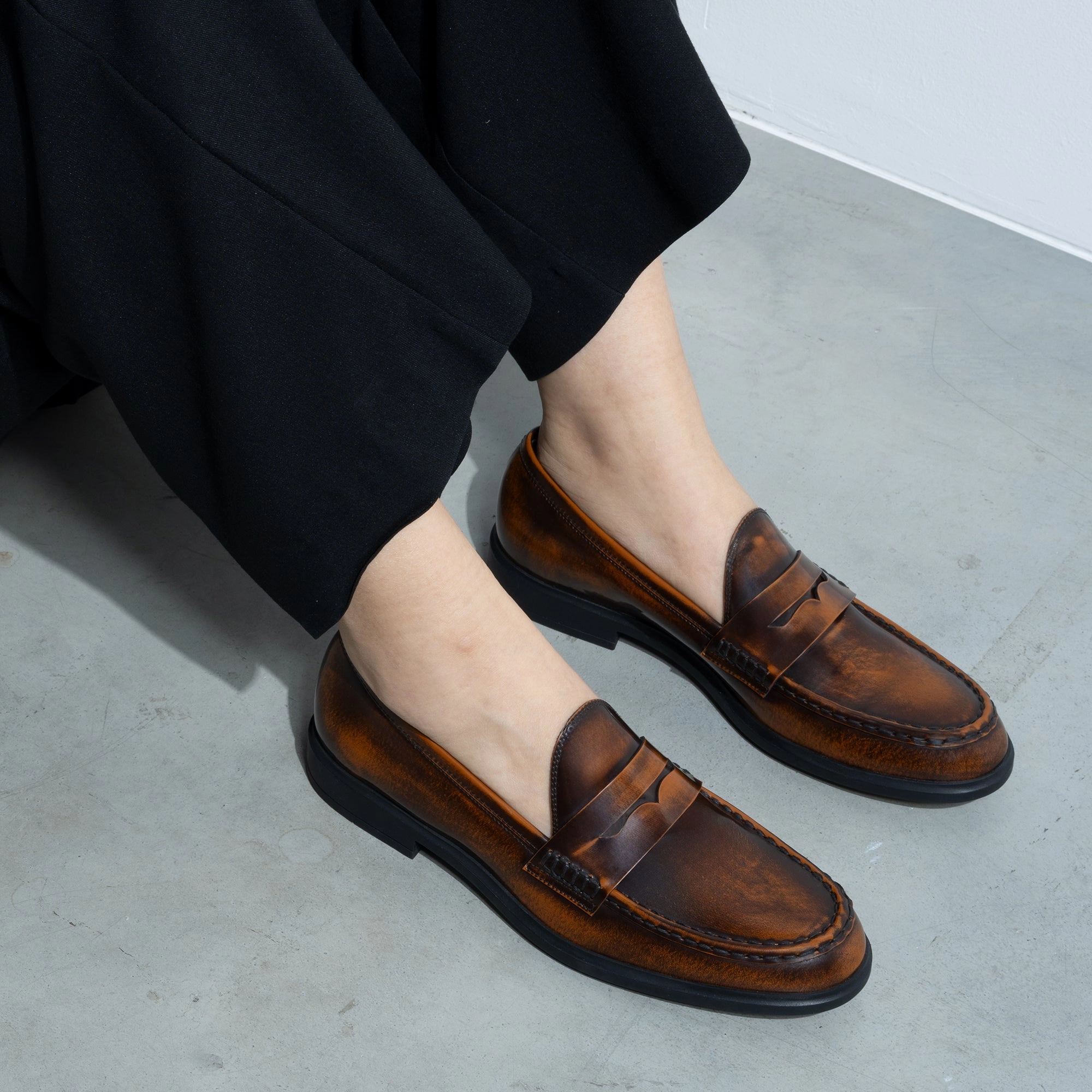 High Energy Return Vend?me Blandine cognac spazzolato leather loafers