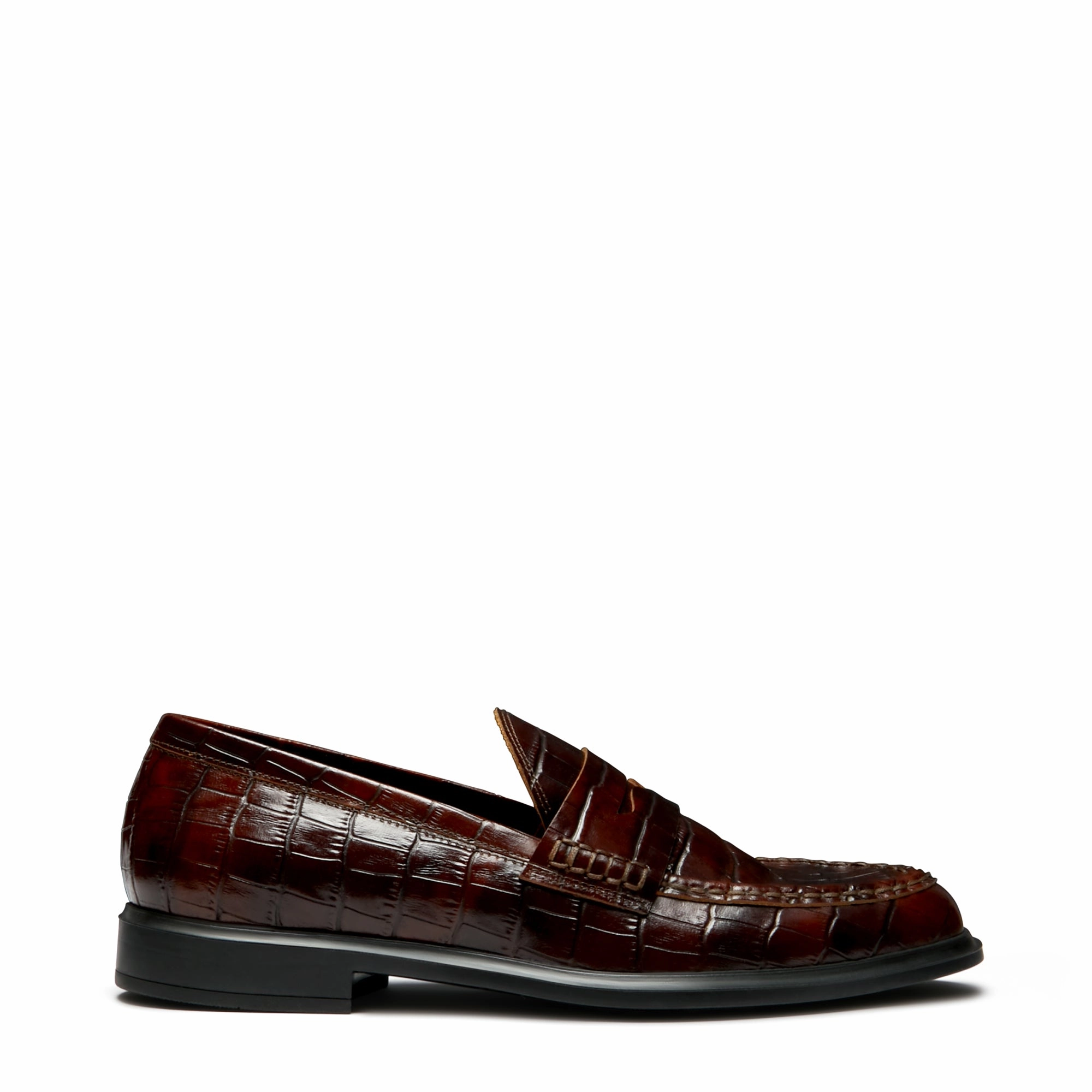 Vend?me Blandine croco brown calfskin leather loafers hue Sought-after
