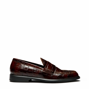 Vend?me Blandine croco brown calfskin leather loafers hue Sought-after