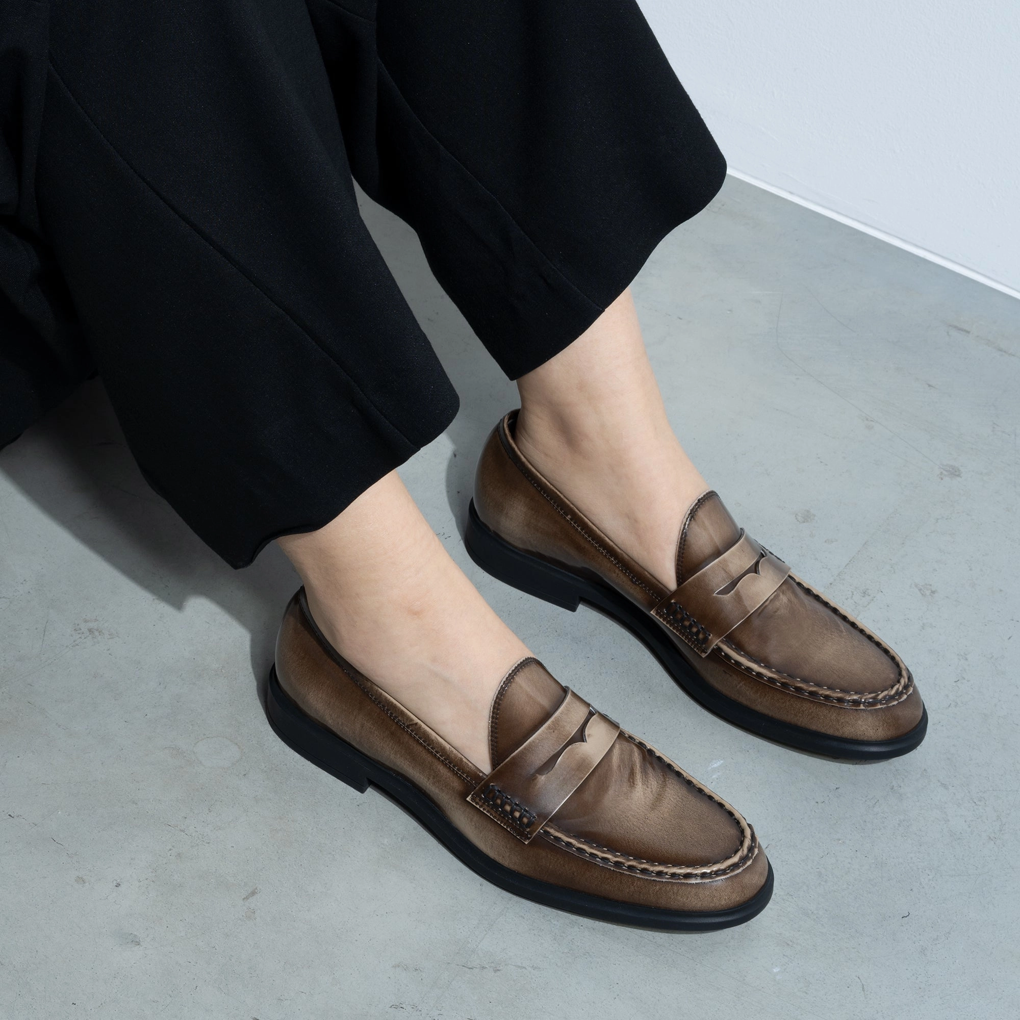 brand - name Vend?me Blandine mocha spazzolato leather loafers