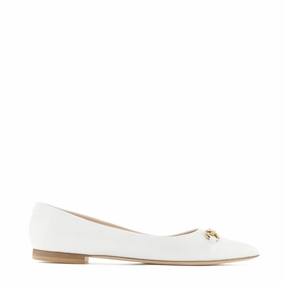 geometric Vend?me Elita white calfskin leather ballerinas