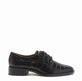 Vend?me Ellen croco black calfskin leather lace-up shoes Thermal Regulating Fabric Luxury