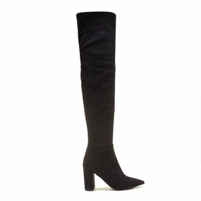 weekend Vend?me Fem black nylon stretch suede heels