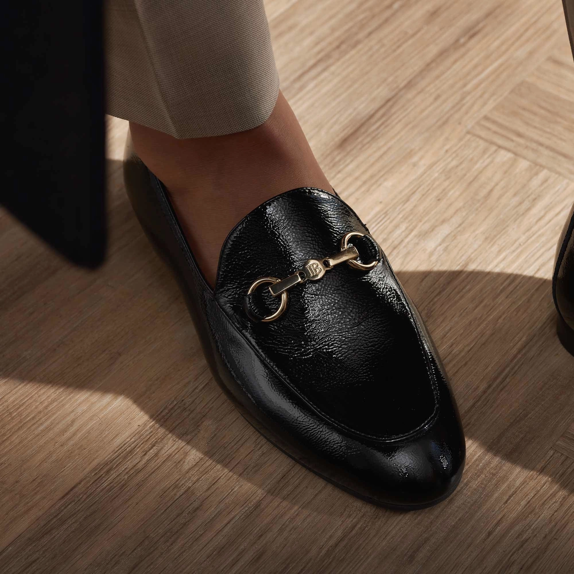 Vend?me Fleur black calfskin patent leather loafers Biodegradable Components Temperature Control Layer