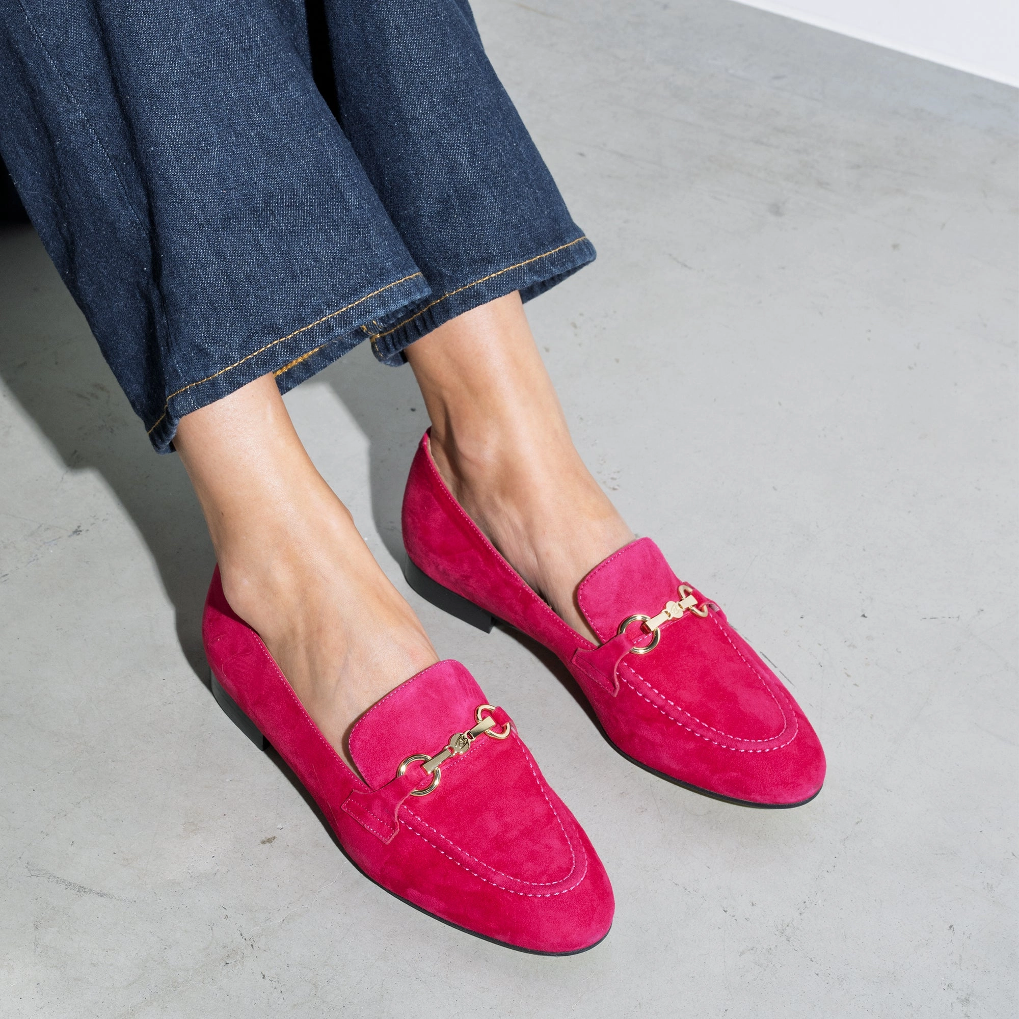 thick - soled special - occasion Vend?me Fleur fuchsia suede loafers