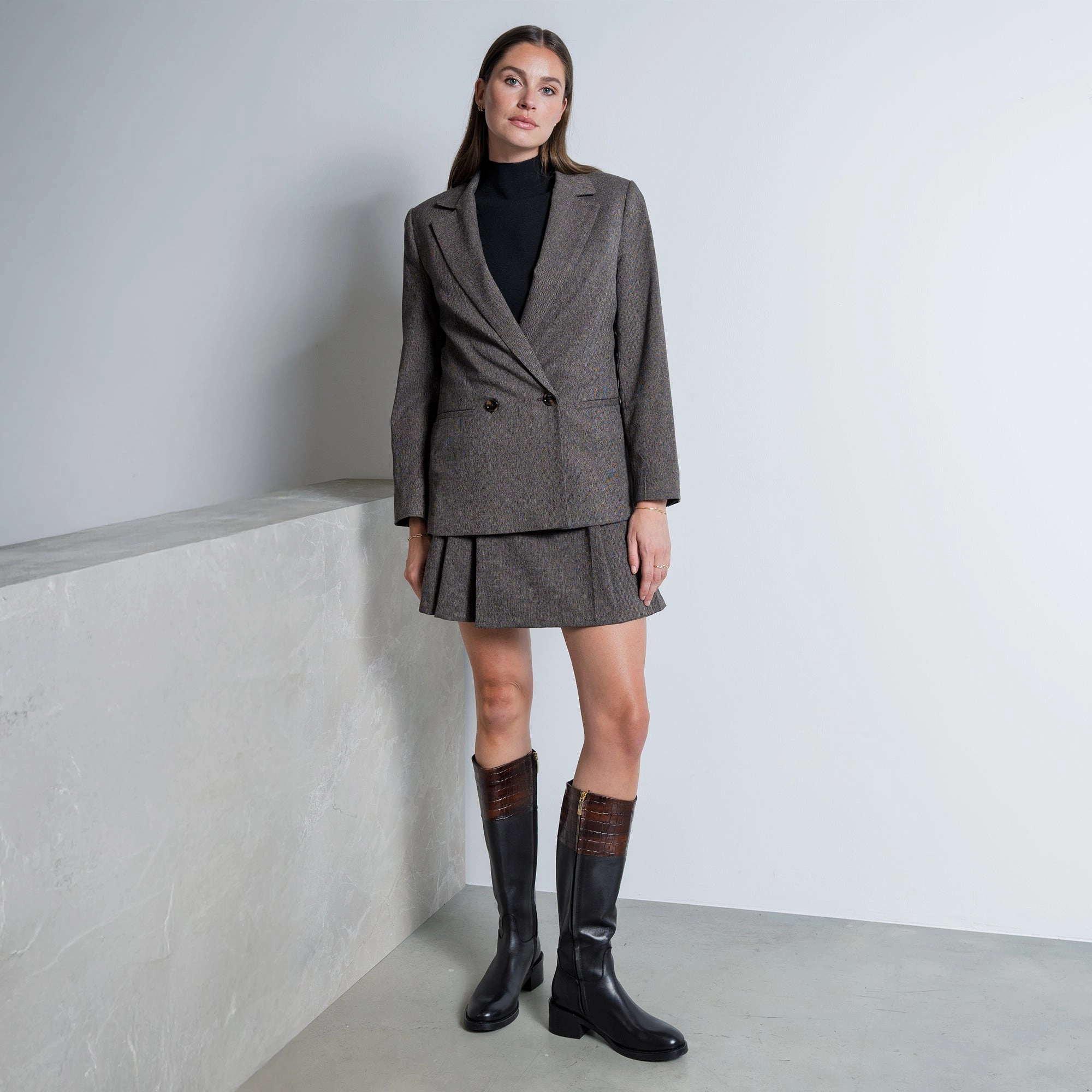 Vend?me Iris black with brown calfskin leather boots Casual grip