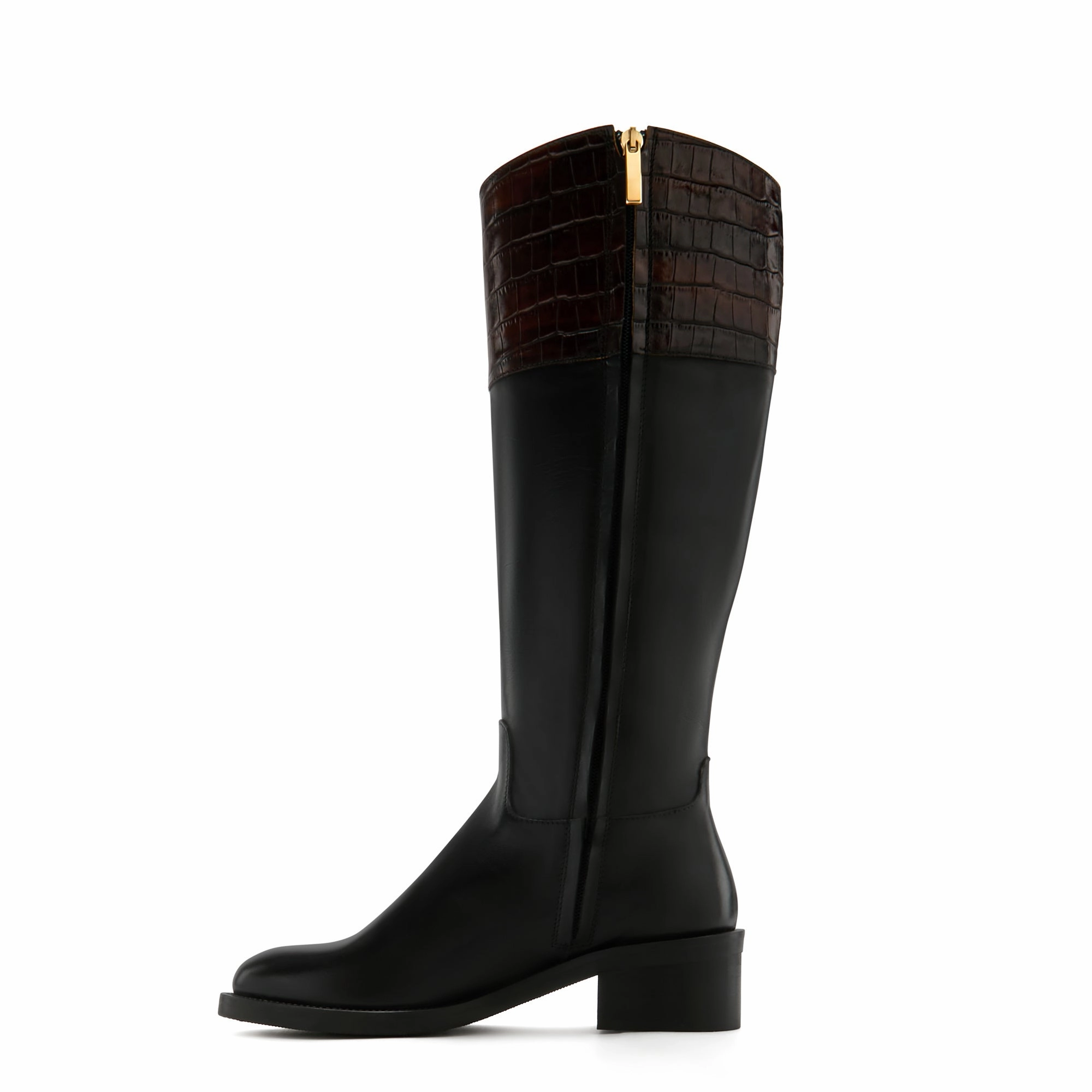 Vend?me Iris black with brown calfskin leather boots Stretchable Tongue