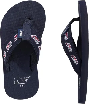 vineyard vines Boy's Embroidered Flag Whale Foam Flip Flop