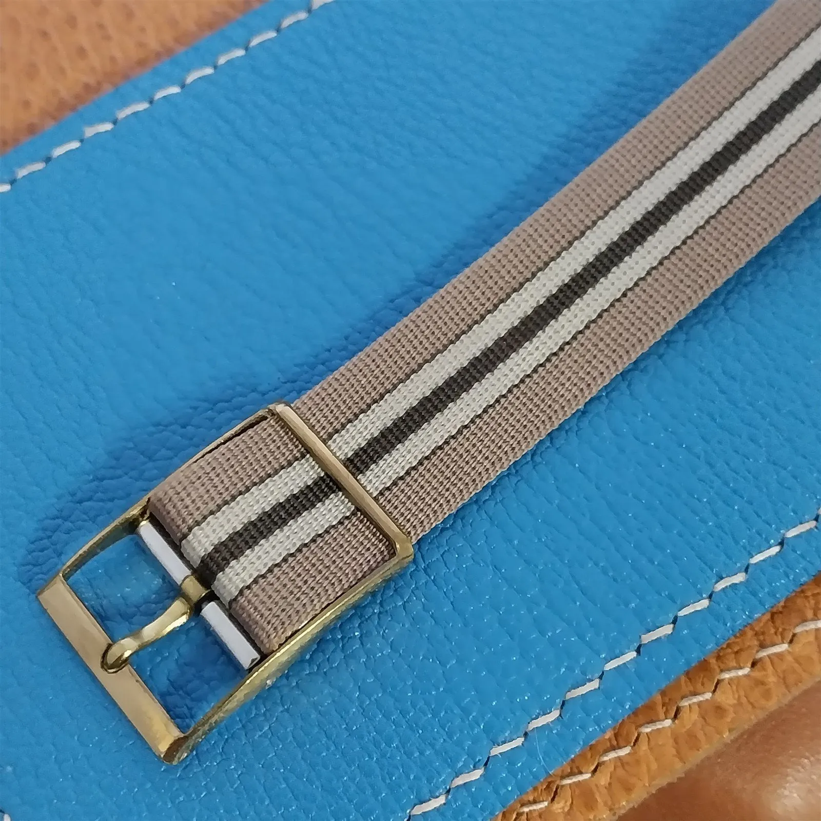 Vintage 16mm Lewa Striped Perlon Classic Single Pass 1960s nos Unused Watch Band