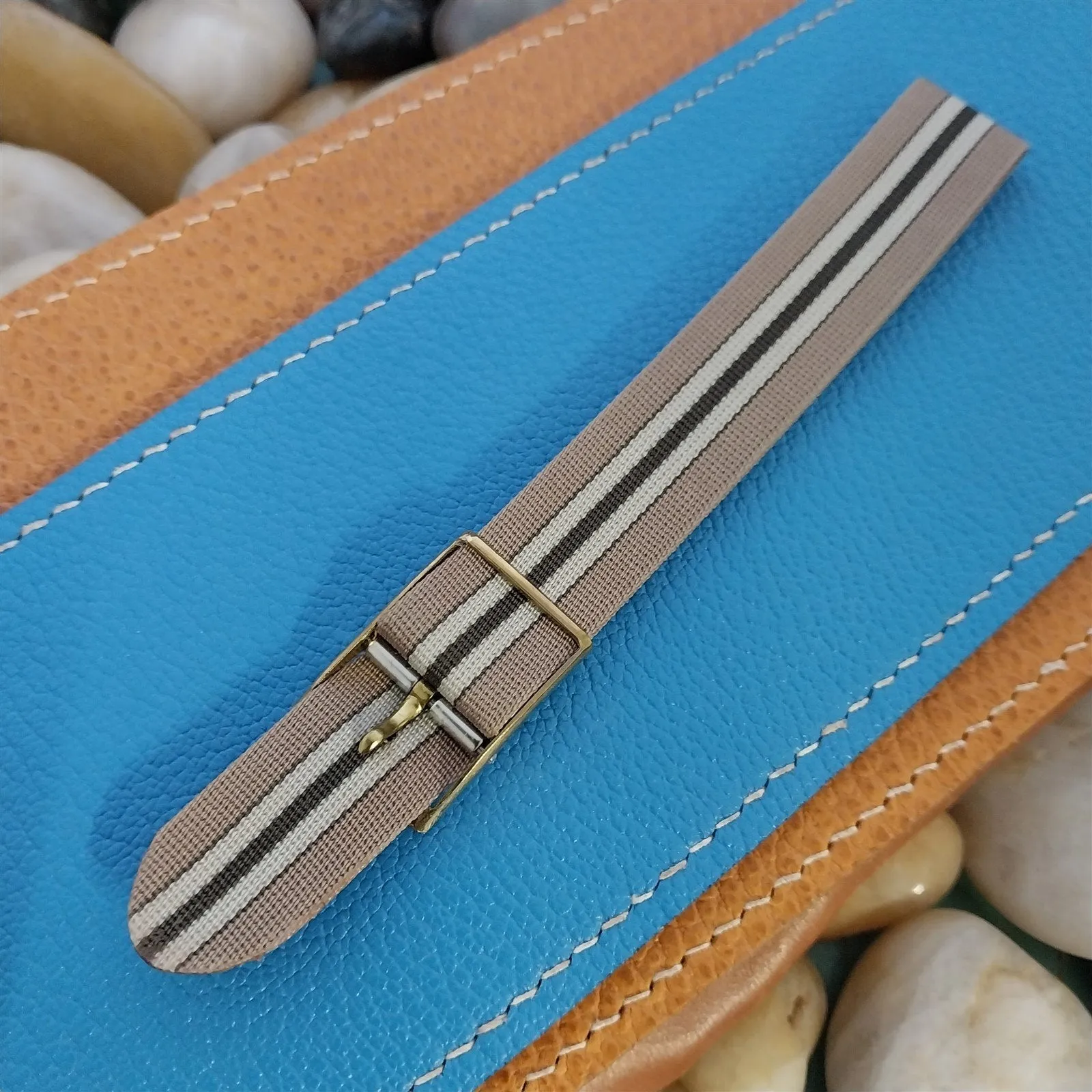 Vintage 16mm Lewa Striped Perlon Classic Single Pass 1960s nos Unused Watch Band