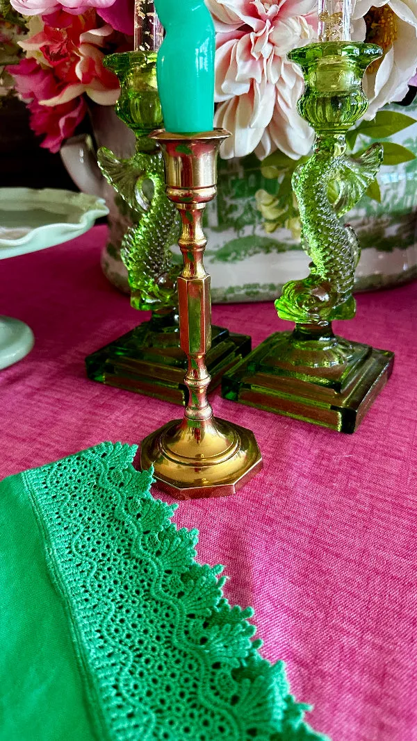 Vintage Brass Candle Holder, India, Octagon Base