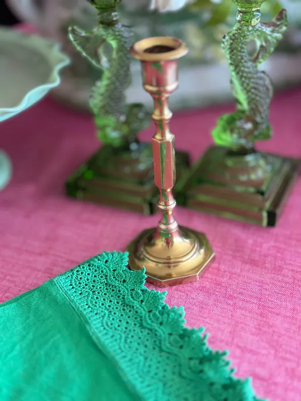 Vintage Brass Candle Holder, India, Octagon Base