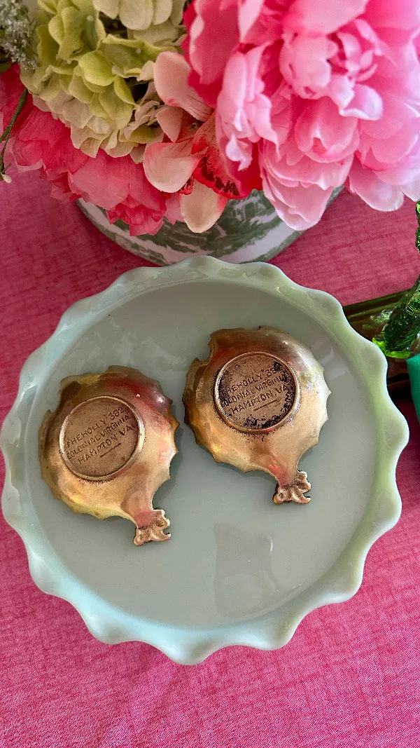 Vintage Brass Trinket Dish, The Holly 382, Colonial Va, Hampton, Va, 2 Available, Sold Separately