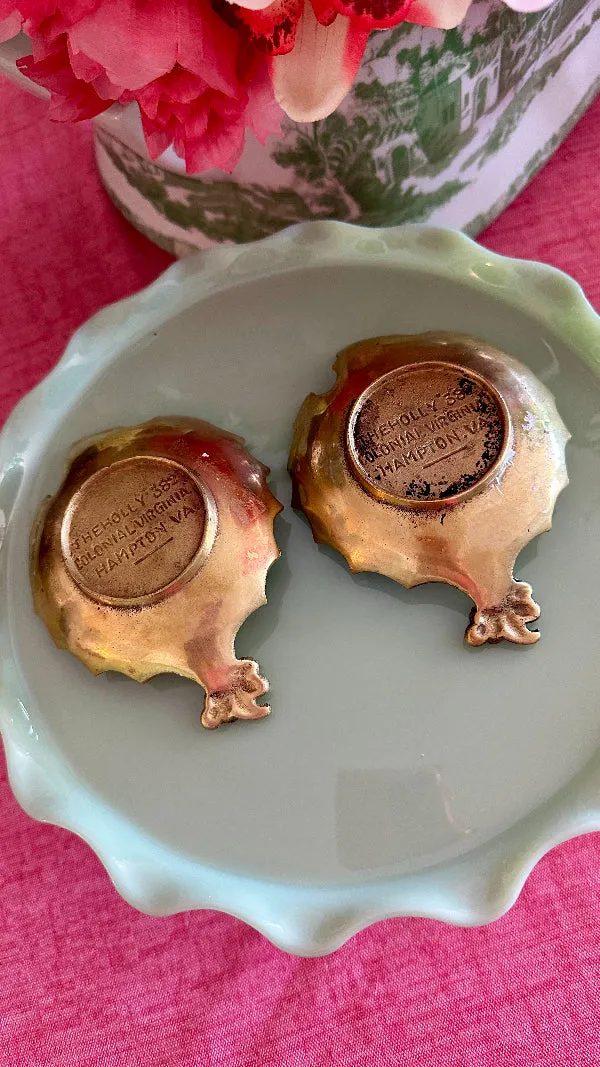 Vintage Brass Trinket Dish, The Holly 382, Colonial Va, Hampton, Va, 2 Available, Sold Separately