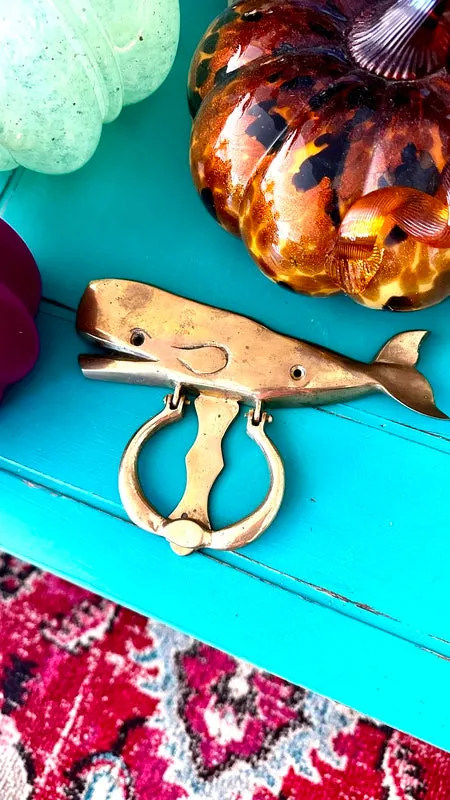 Vintage Brass Whale Door Knocker