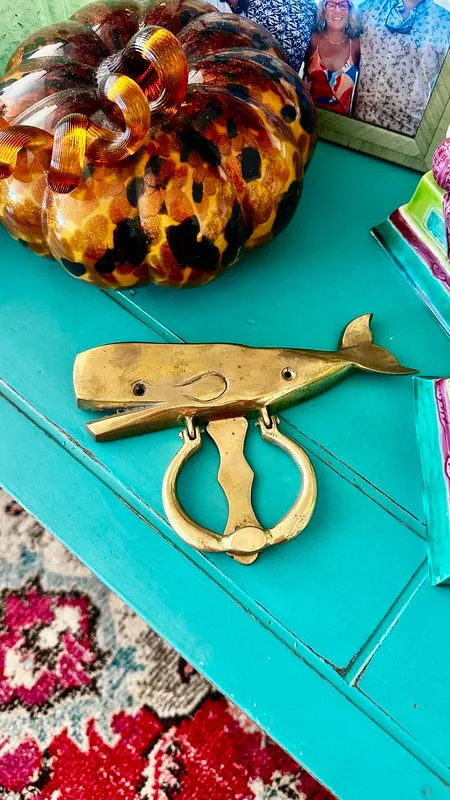 Vintage Brass Whale Door Knocker